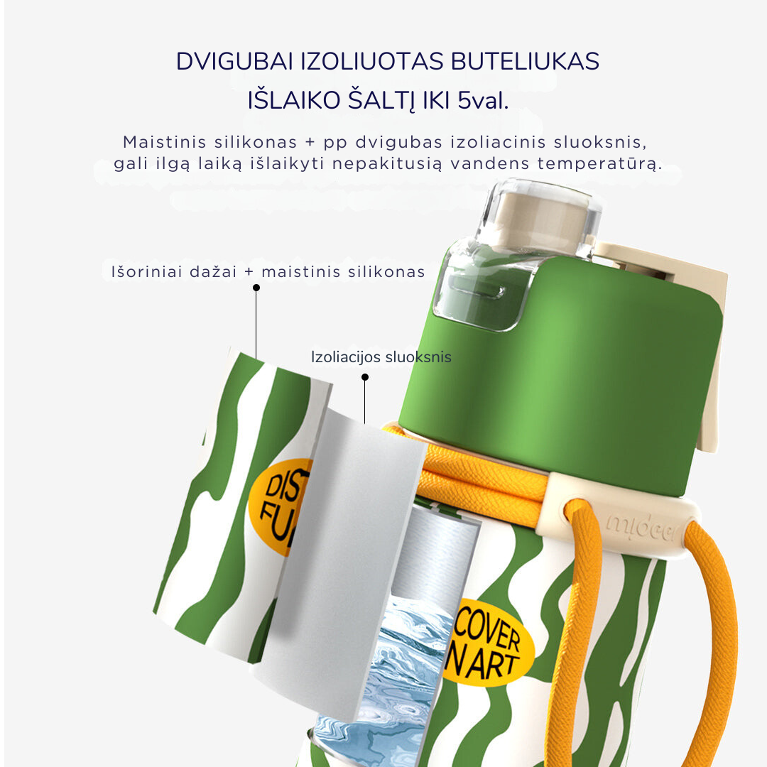Vėsinanti 2in1 gertuvė su purškikliu - Water Green