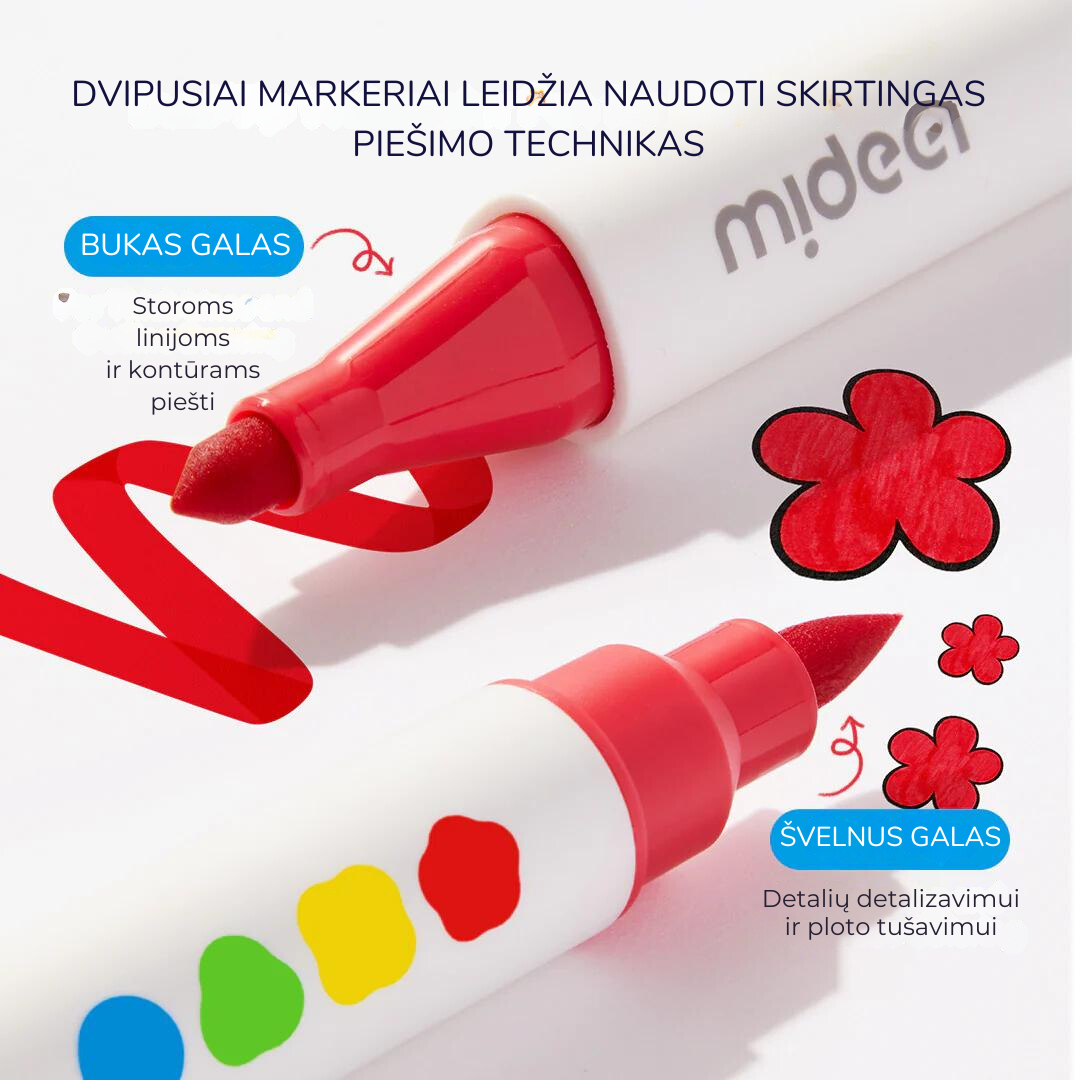 Dvipusiai nuplaunami markeriai - 36 spalvos