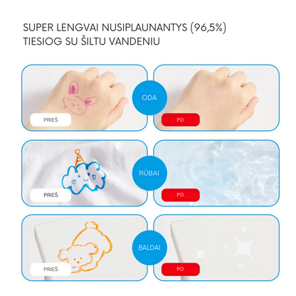 Vienpusiai nuplaunami flomasteriai - 24 spalvos